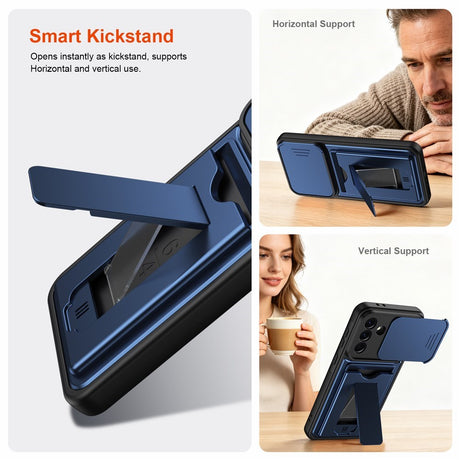 Samsung Galaxy A27 EIDERWOOD Hybrid Hantverkar Skal m. Korthållare & Cam Slider - Blå