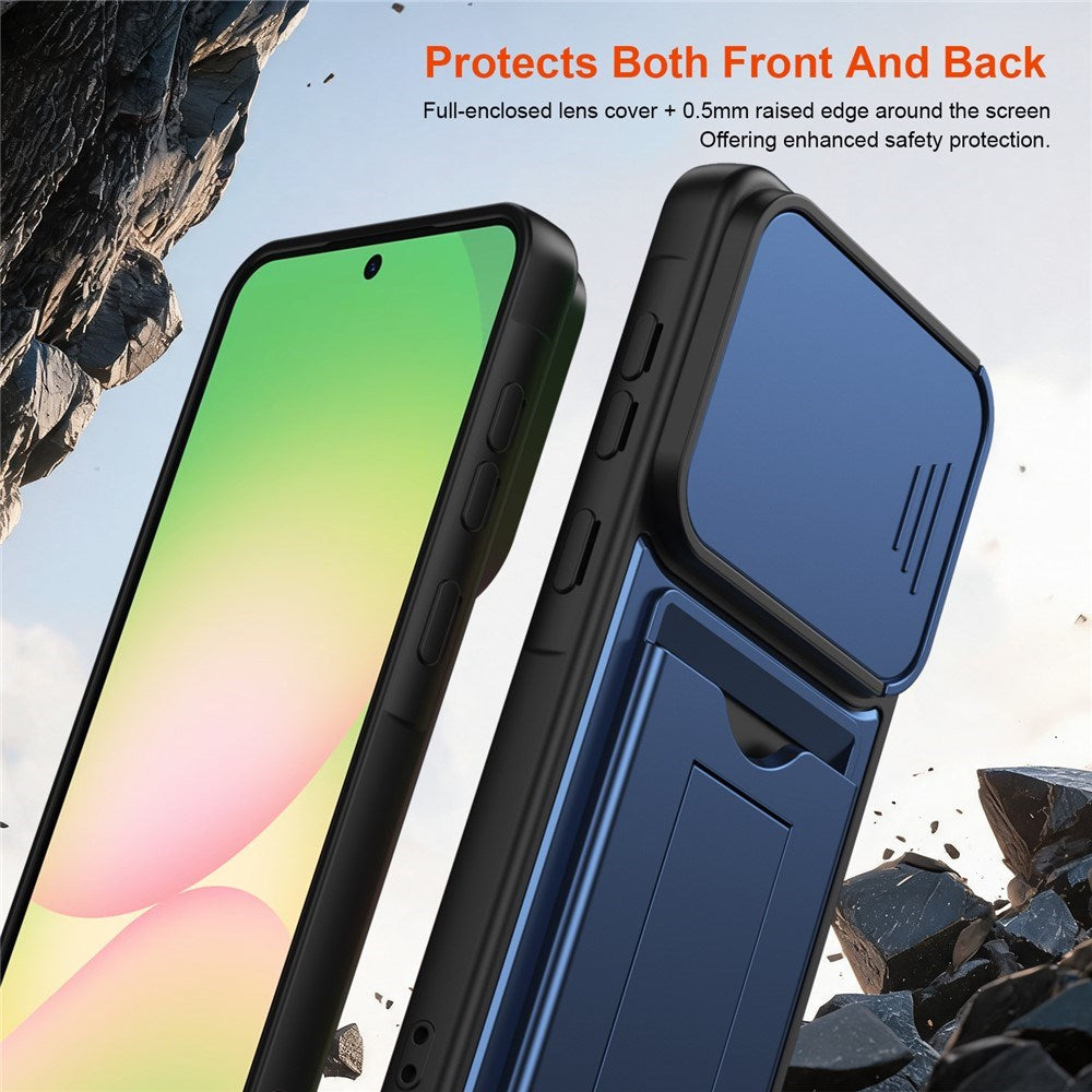 Samsung Galaxy A27 EIDERWOOD Hybrid Hantverkar Skal m. Korthållare & Cam Slider - Blå