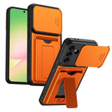 Samsung Galaxy A27 EIDERWOOD Hybrid Hantverkar Skal m. Korthållare & Cam Slider - Orange