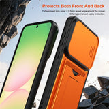Samsung Galaxy A27 EIDERWOOD Hybrid Hantverkar Skal m. Korthållare & Cam Slider - Orange