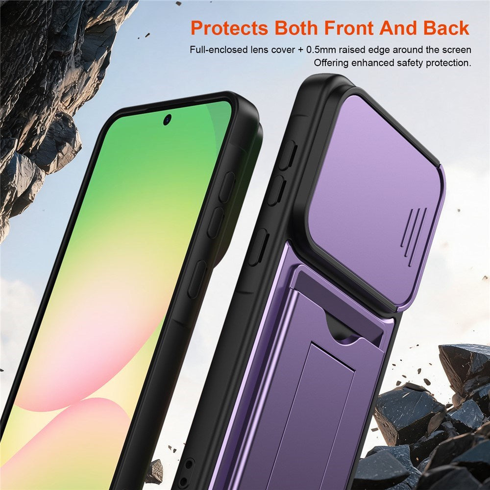Samsung Galaxy A27 EIDERWOOD Hybrid Hantverkar Skal m. Korthållare & Cam Slider - Lila