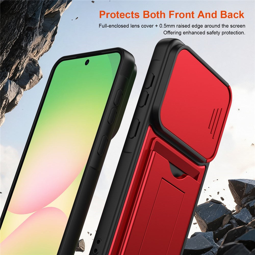 Samsung Galaxy A27 EIDERWOOD Hybrid Hantverkar Skal m. Korthållare & Cam Slider - Röd