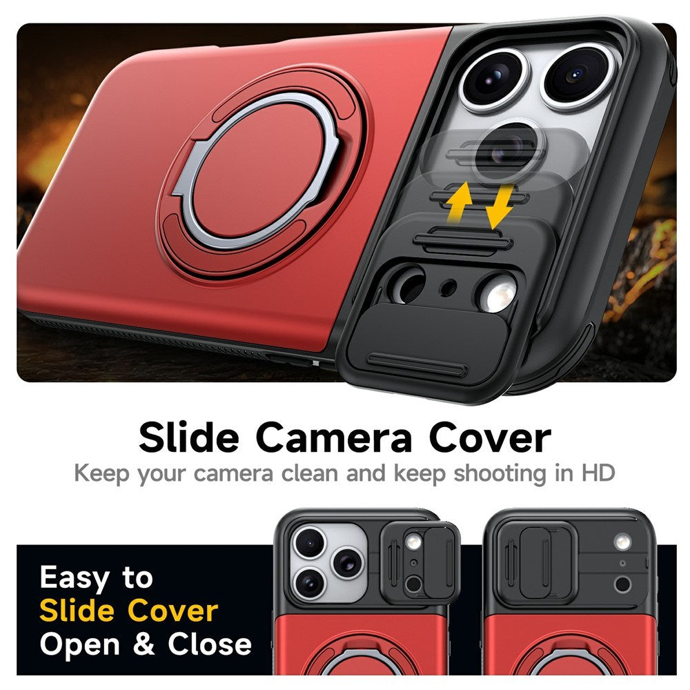 iPhone 18 Pro / 17 Pro EIDERWOOD Hybrid Hantverkar Skal m. Korthållare & Cam Slider - MagSafe Kompatibel - Röd
