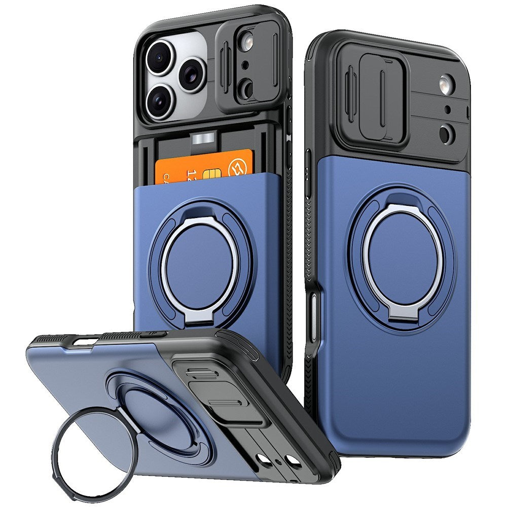 iPhone 18 Pro / 17 Pro EIDERWOOD Hybrid Hantverkar Skal m. Korthållare & Cam Slider - MagSafe Kompatibel - Blå