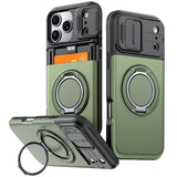 iPhone 18 Pro / 17 Pro EIDERWOOD Hybrid Hantverkar Skal m. Korthållare & Cam Slider - MagSafe Kompatibel - Grön