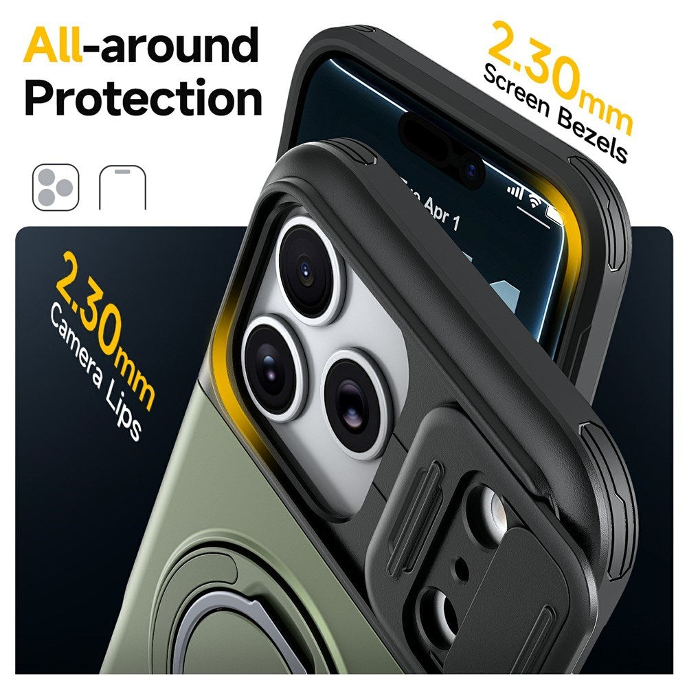iPhone 18 Pro / 17 Pro EIDERWOOD Hybrid Hantverkar Skal m. Korthållare & Cam Slider - MagSafe Kompatibel - Grön