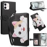 iPhone 12 / 12 Pro Fodral med 3D-Kattöron - Korthållare & Stativfunktion - Svart