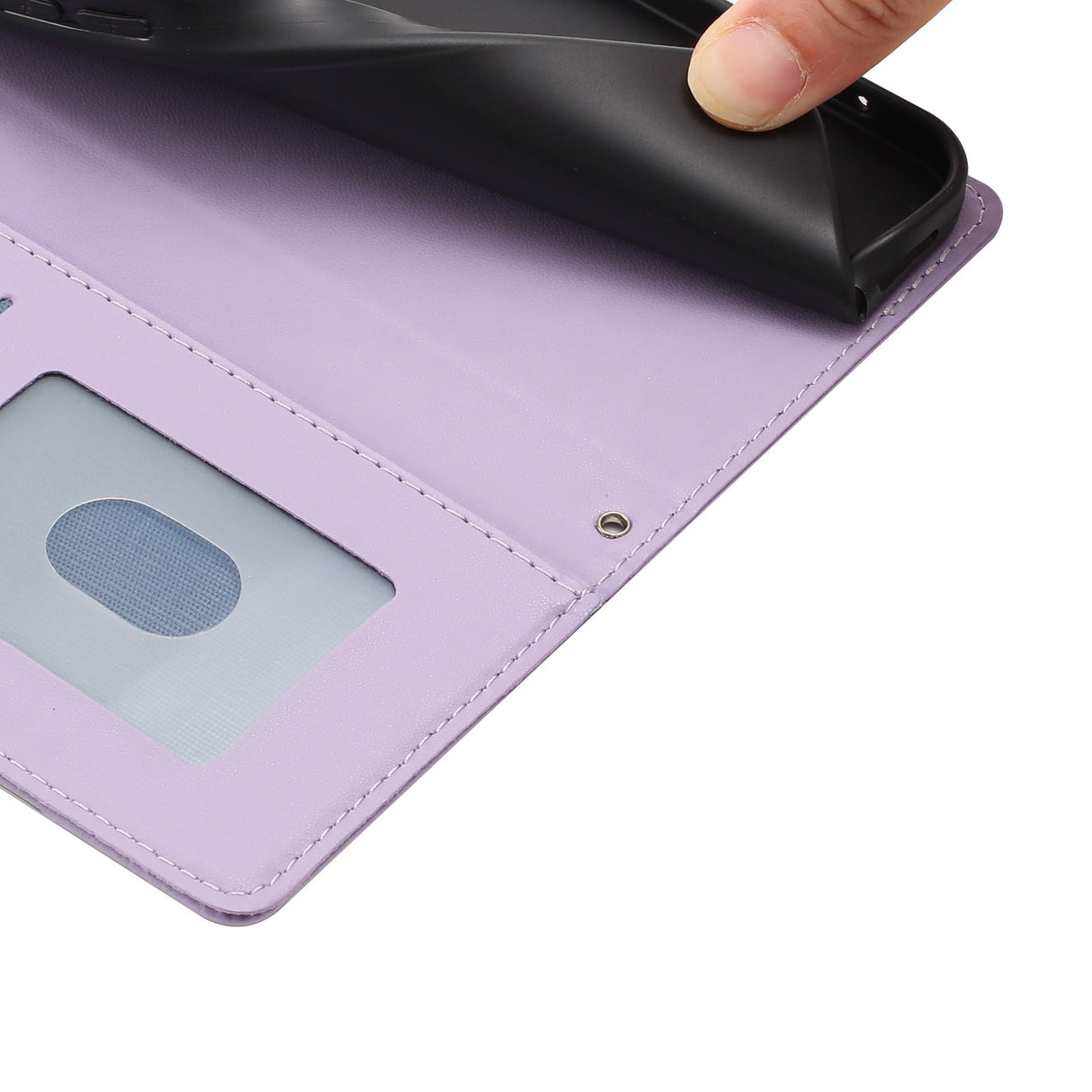 iPhone 14 / 13 Fodral med 3D-Kattöron - Korthållare & Stativfunktion - Lila