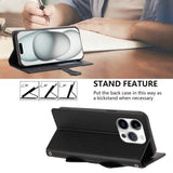 iPhone 16 Pro Fodral med 3D-Kattöron - Korthållare & Stativfunktion - Svart