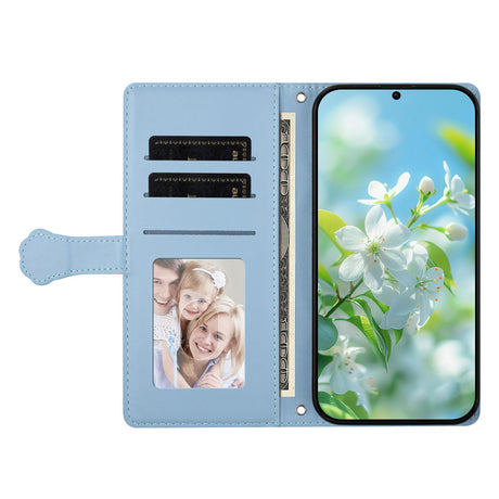 iPhone 16 Fodral med 3D-Kattöron - Korthållare & Stativfunktion - Blå