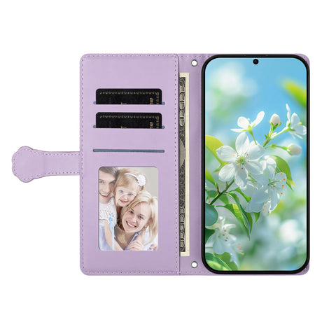 iPhone 16 Fodral med 3D-Kattöron - Korthållare & Stativfunktion - Lila