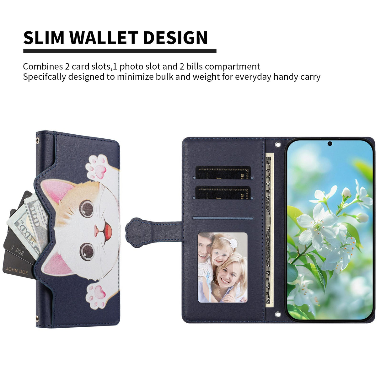 iPhone 18 Pro Max / 17 Pro Max Fodral med 3D-Kattöron - Korthållare & Stativfunktion - Lila