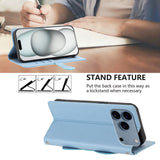 iPhone 18 Pro / 17 Pro Fodral med 3D-Kattöron - Korthållare & Stativfunktion - Blå