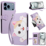 iPhone 18 Pro / 17 Pro Fodral med 3D-Kattöron - Korthållare & Stativfunktion - Lila