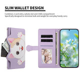 iPhone 17e / 16e Fodral med 3D-Kattöron - Korthållare & Stativfunktion - Lila