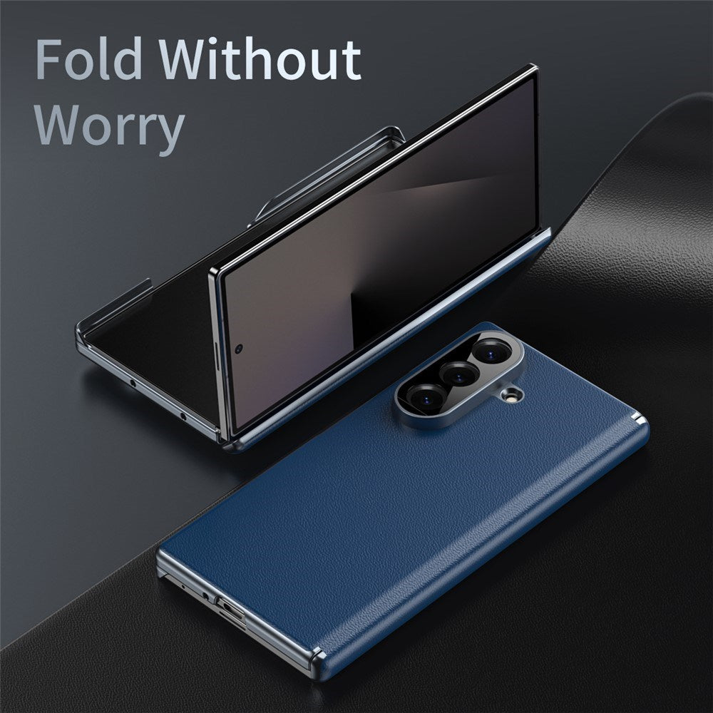 Samsung Galaxy Z Fold8 Konstläder Baksida Skal - Blå