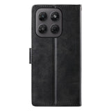 Motorola Moto G47 / G37 EIDERWOOD Läderfodral med Plånbok och Rem - Svart