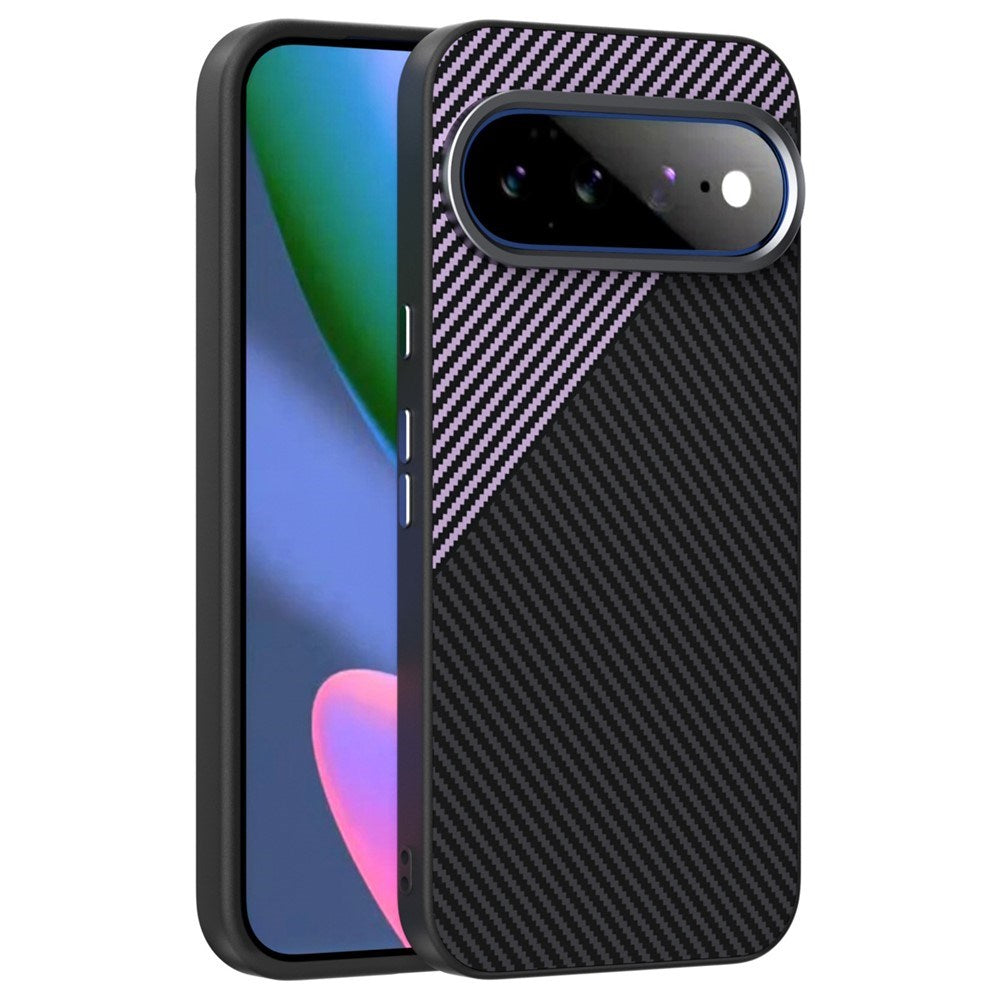Google Pixel 11 Pro XL ABEEL Hybrid Skal med Kolfiberstruktur - Svart / Lila