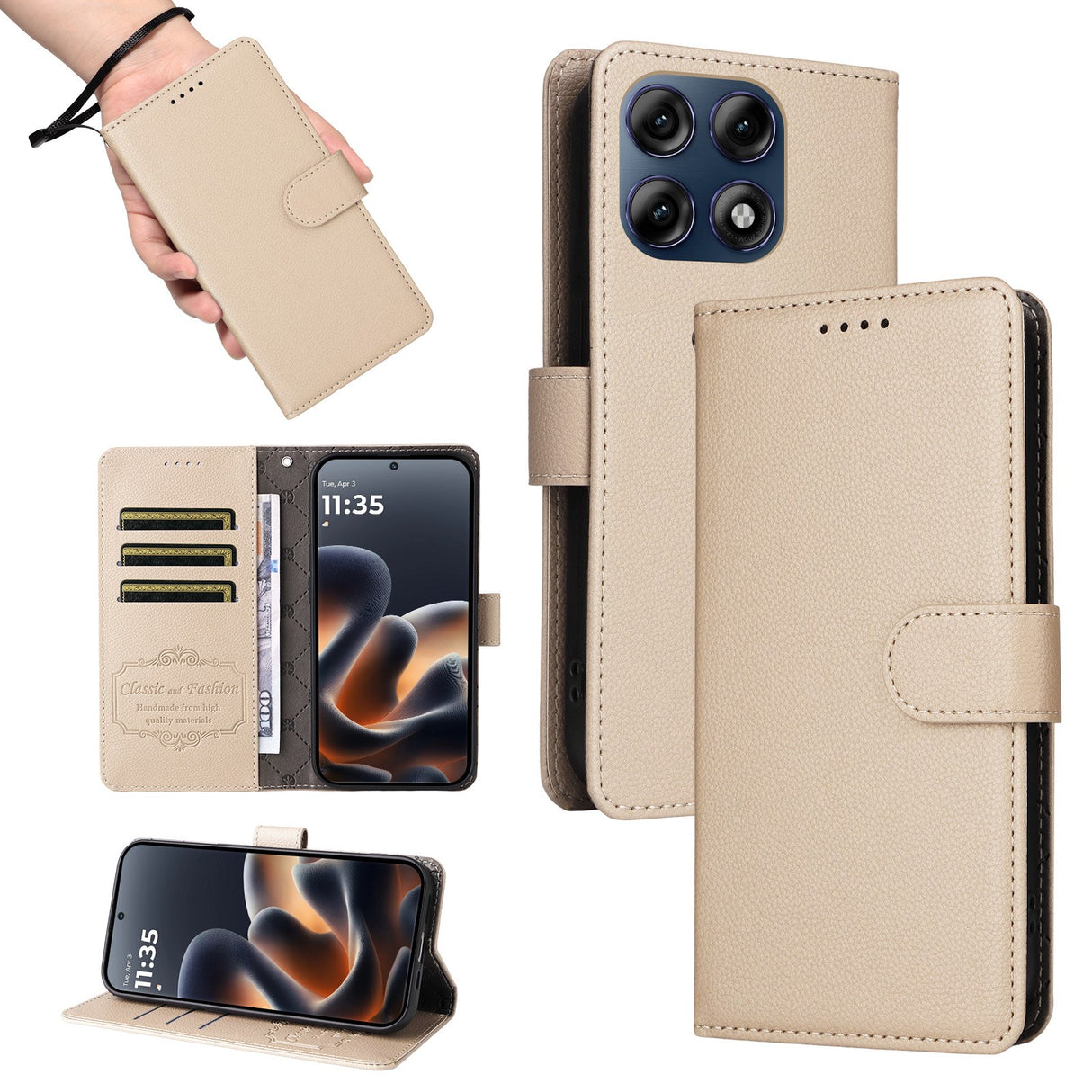 Motorola Edge 70 Pro EIDERWOOD Konstläder Fodral m. Rem - Beige