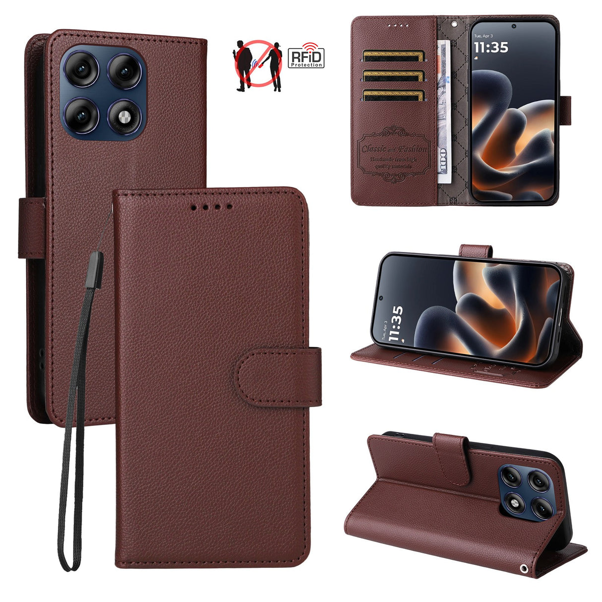 Motorola Edge 70 Pro EIDERWOOD Konstläder Fodral m. Rem - Brun