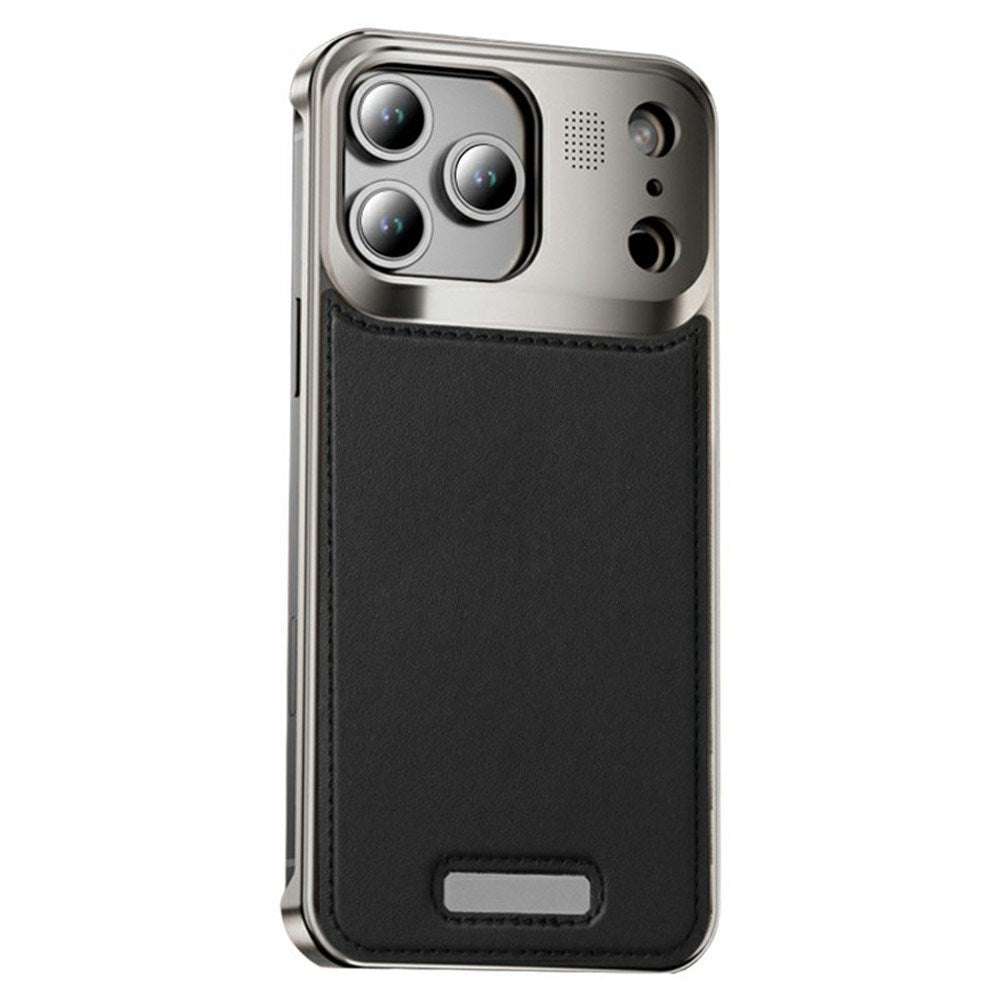 iPhone 17 Pro EIDERWOOD Snyggt Metallskal med Konstläder - Silver / Svart