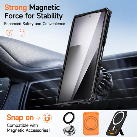 Samsung Galaxy Z Fold8 Ultra / Fold7 EIDERWOOD Handverkar Skal med Inbyggt Kickstand - MagSafe Kompatibel - Svart