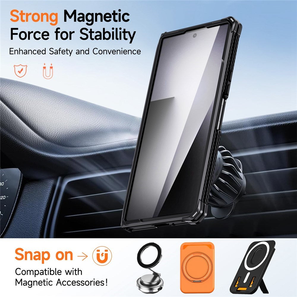 Samsung Galaxy Z Fold8 Ultra / Fold7 EIDERWOOD Handverkar Skal med Inbyggt Kickstand - MagSafe Kompatibel - Svart / Blå