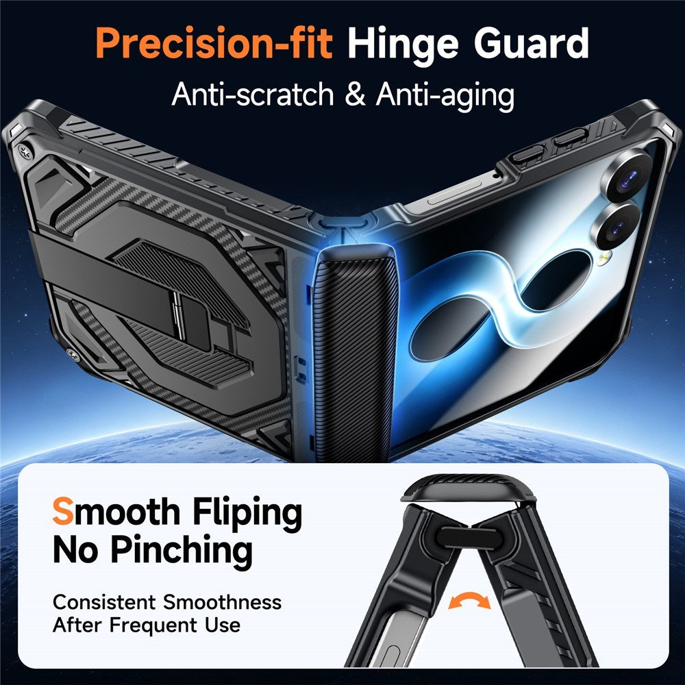 Samsung Galaxy Z Flip8 / Flip7 EIDERWOOD Handverkar Skal med Inbyggt Kickstand - MagSafe Kompatibel - Svart