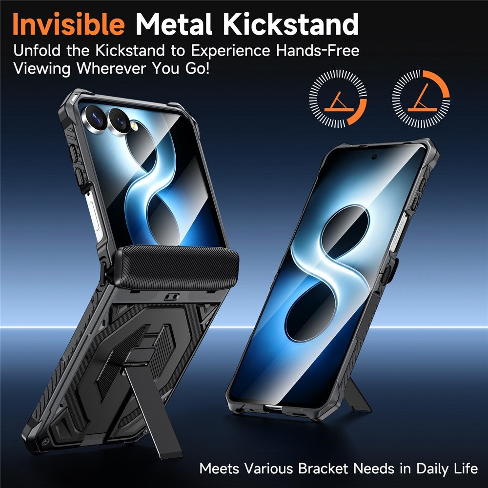 Samsung Galaxy Z Flip8 / Flip7 EIDERWOOD Handverkar Skal med Inbyggt Kickstand - MagSafe Kompatibel - Svart