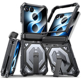 Samsung Galaxy Z Flip8 / Flip7 EIDERWOOD Handverkar Skal med Inbyggt Kickstand - MagSafe Kompatibel - Svart / Grå