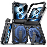 Samsung Galaxy Z Flip8 / Flip7 EIDERWOOD Handverkar Skal med Inbyggt Kickstand - MagSafe Kompatibel - Svart / Blå