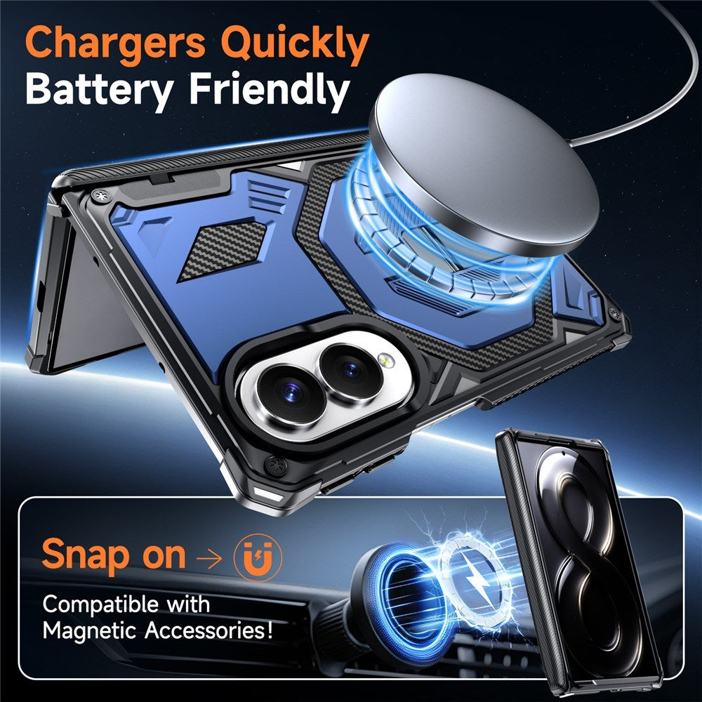 Samsung Galaxy Z Fold8 EIDERWOOD Handverkar Skal med Inbyggt Kickstand - MagSafe Kompatibel - Svart / Blå