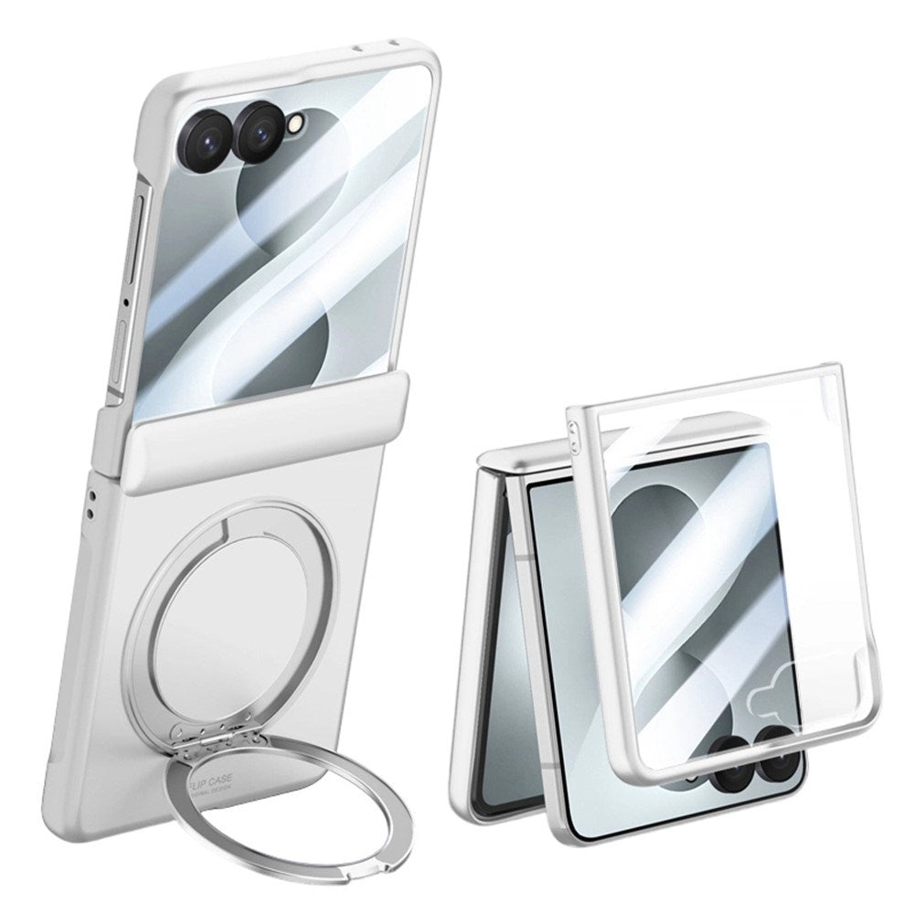 Samsung Galaxy Z Flip8 EIDERWOOD Skal - Inbyggt Skärmskydd & Stativfunktion - Silver