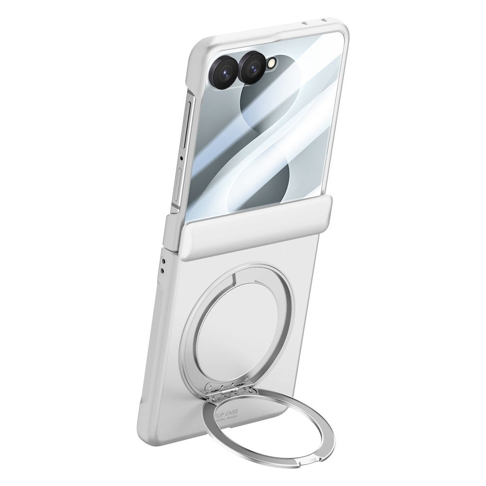 Samsung Galaxy Z Flip8 EIDERWOOD Skal - Inbyggt Skärmskydd & Stativfunktion - Silver