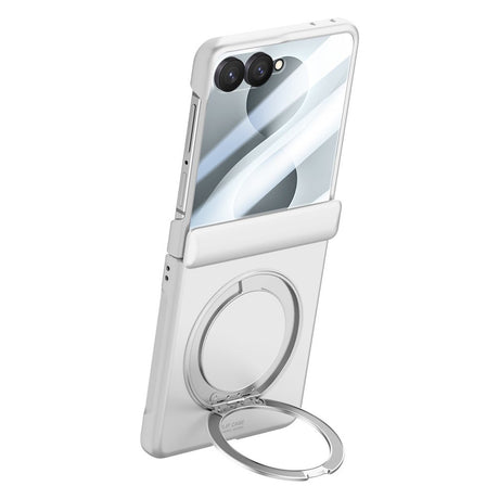 Samsung Galaxy Z Flip8 EIDERWOOD Skal - Inbyggt Skärmskydd & Stativfunktion - Silver