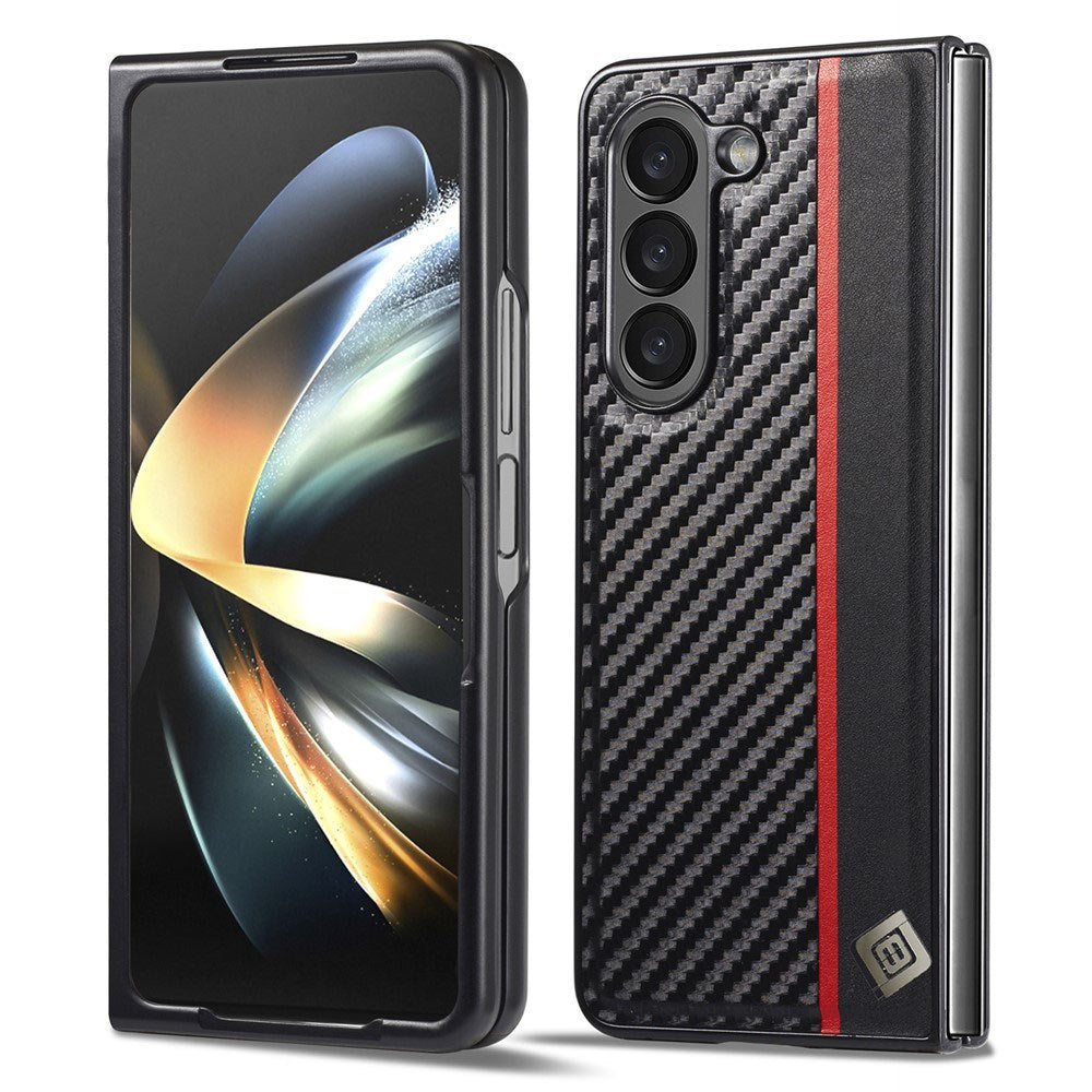 Samsung Galaxy Z Fold8 Ultra LC.IMEEKE Konstläder Skal med Kolfiber - Svart