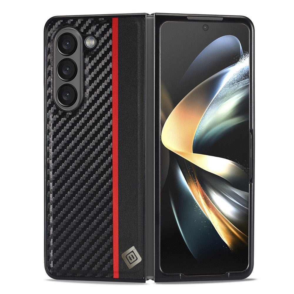 Samsung Galaxy Z Fold8 Ultra LC.IMEEKE Konstläder Skal med Kolfiber - Svart