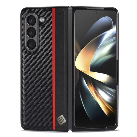Samsung Galaxy Z Fold8 Ultra LC.IMEEKE Konstläder Skal med Kolfiber - Svart