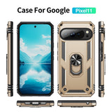 Google Pixel 11 / 11 Pro EIDERWOOD Hantverkare Skal med 360 Graders Roterbart Stativ - Guld