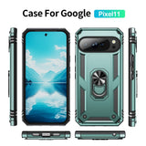 Google Pixel 11 / 11 Pro EIDERWOOD Hantverkare Skal med 360 Graders Roterbart Stativ - Turkos