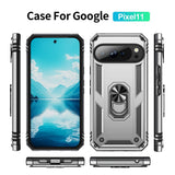Google Pixel 11 / 11 Pro EIDERWOOD Hantverkare Skal med 360 Graders Roterbart Stativ - Silver