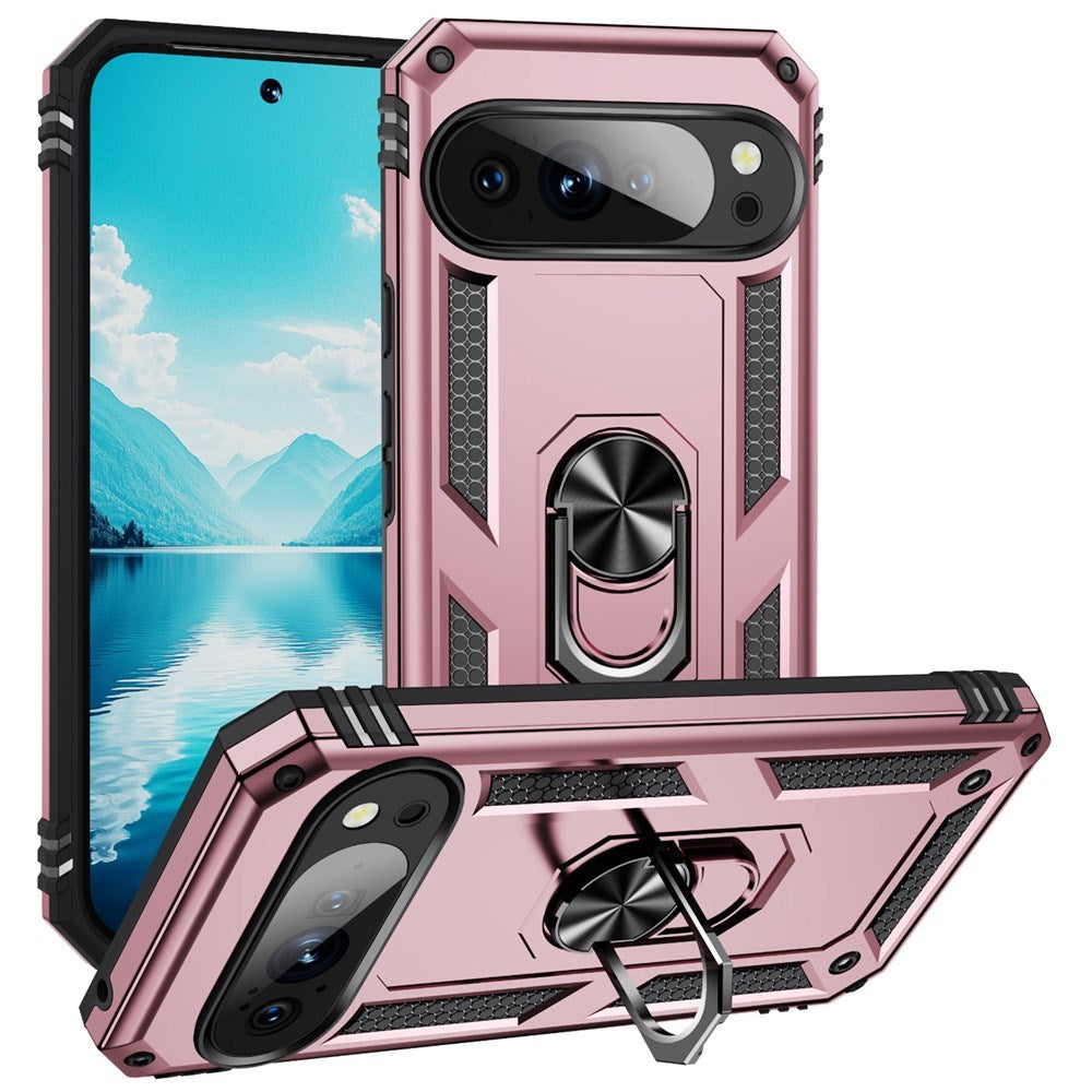 Google Pixel 11 Pro XL EIDERWOOD Hantverkare Skal med 360 Graders Roterbart Stativ - Rose Gold