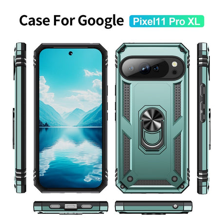 Google Pixel 11 Pro XL EIDERWOOD Hantverkare Skal med 360 Graders Roterbart Stativ - Turkos