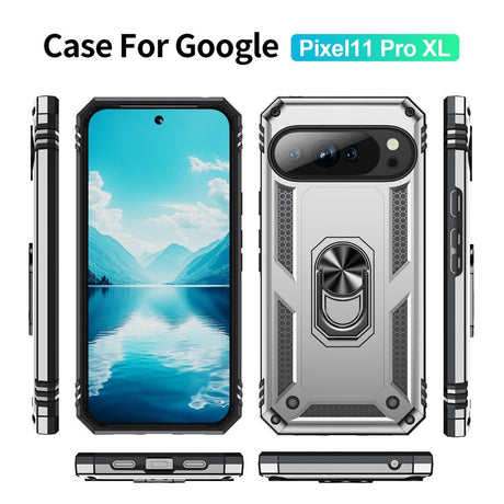 Google Pixel 11 Pro XL EIDERWOOD Hantverkare Skal med 360 Graders Roterbart Stativ - Silver
