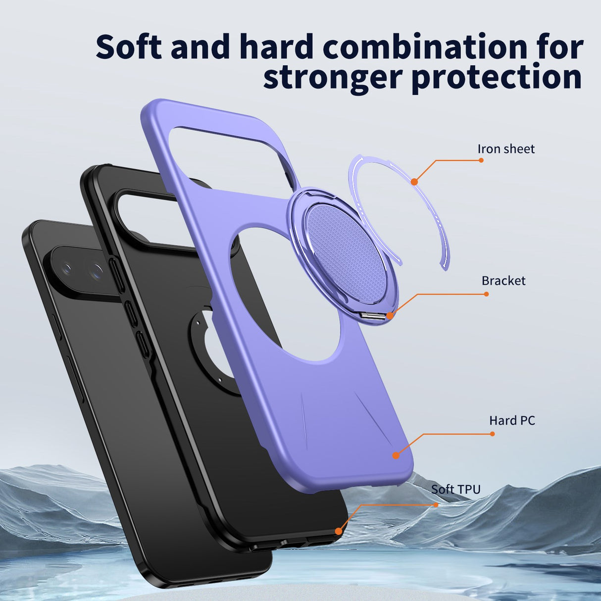 Google Pixel 11 / 11 Pro EIDERWOOD Hybrid Plast Skal med Roterbart Kickstand - MagSafe Kompatibel - Lila