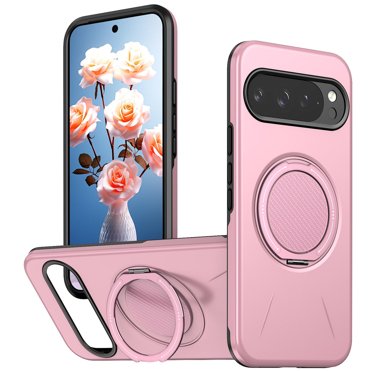 Google Pixel 11 / 11 Pro EIDERWOOD Hybrid Plast Skal med Roterbart Kickstand - MagSafe Kompatibel - Rosa