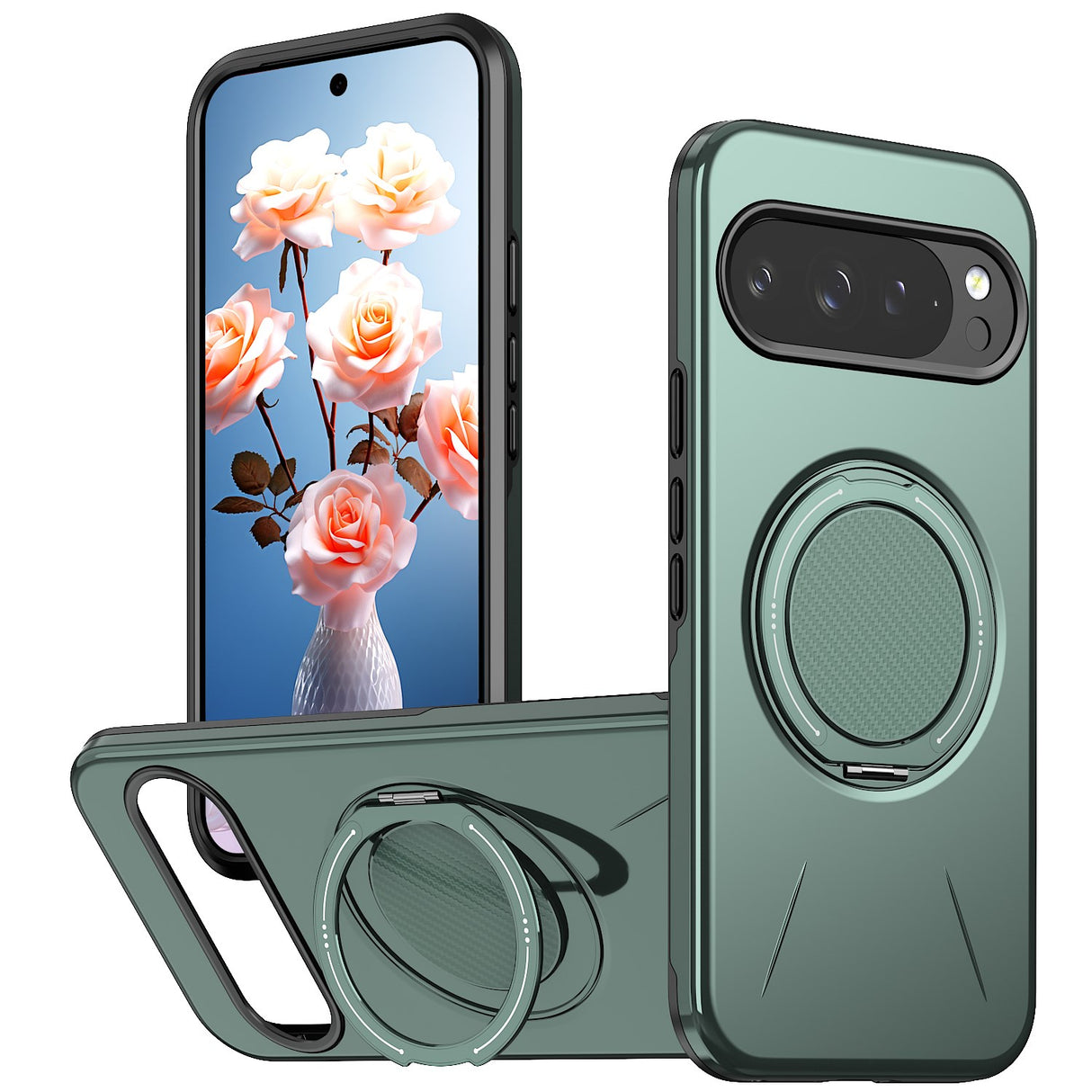 Google Pixel 11 / 11 Pro EIDERWOOD Hybrid Plast Skal med Roterbart Kickstand - MagSafe Kompatibel - Grøn