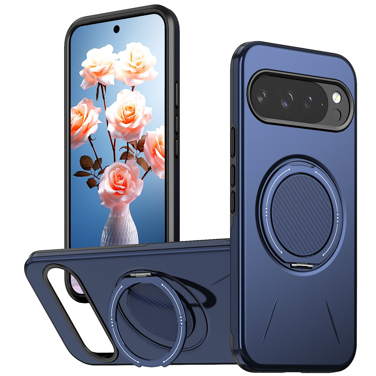 Google Pixel 11 / 11 Pro EIDERWOOD Hybrid Plast Skal med Roterbart Kickstand - MagSafe Kompatibel - Blå