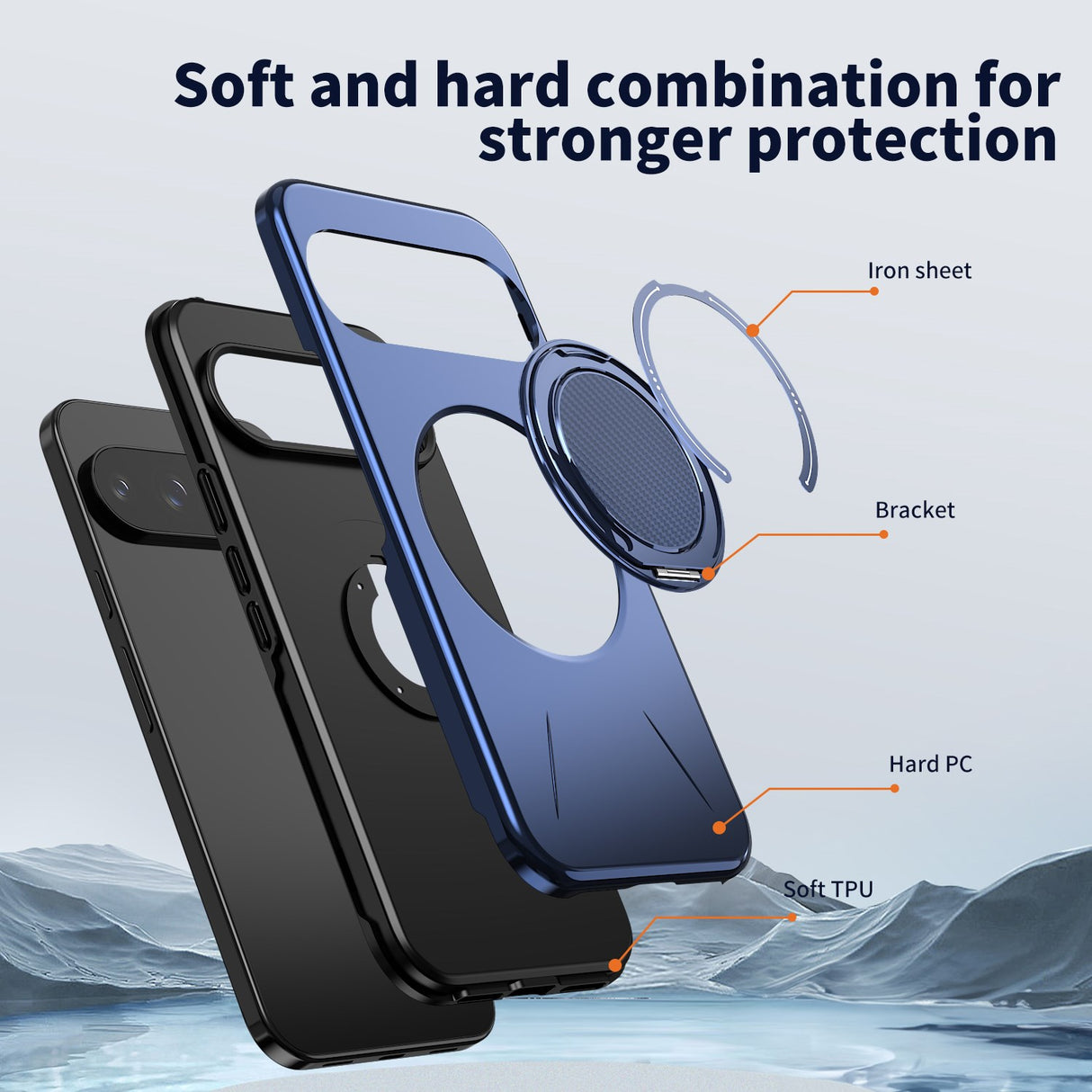 Google Pixel 11 / 11 Pro EIDERWOOD Hybrid Plast Skal med Roterbart Kickstand - MagSafe Kompatibel - Blå