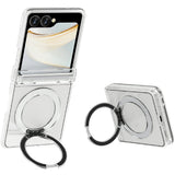 Samsung Galaxy Z Flip8 EIDERWOOD Hybrid Skal med Roterbart Stativ - Genomskinlig
